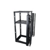 25RU 4 Post Depth Adjustable Open Frame. Inc. 2 x Vertical Cable Management Ducts & 1 x Shelf