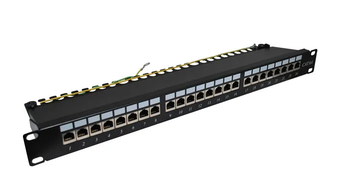 24 Port 19" Cat6A Shielded Patch Panel
