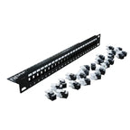24 Port 19" Cat6 UTP Modular Patch Panel, Complete with 24 x Cat6 Black Keystone Jacks