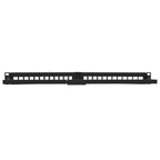 1RU 19" 24 Port Shielded Angled Unloaded Patch Panel, with Rear Support Bar