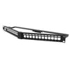1RU 19" 24 Port Shielded Angled Unloaded Patch Panel, with Rear Support Bar