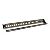 1RU 19" 24 Port Patch Panel Suitable for STP & UTP Applications, with Rear Support Bar