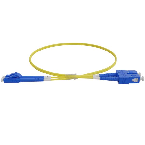 LC-SC OS2 (G657A1) Duplex Fibre Lead, Yellow LSZH Jacket - 1m