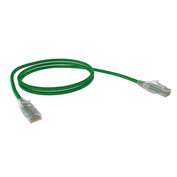 Cat6A 26AWG UTP 10G RJ45 Patch Lead, Green LSZH Jacket, 10m