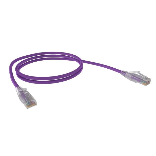 Cat6A 26AWG UTP 10G RJ45 Patch Lead, Purple LSZH Jacket, 0.25m