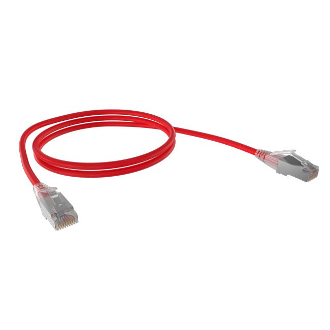 Cat6A 26AWG S/FTP 10G RJ45 Patch Lead, Red LSZH Jacket, 5m