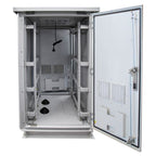 24RU 800mm Deep Outdoor Freestanding Cabinet w/ Front & Rear Doors. IP45 Rated. Colour: Grey