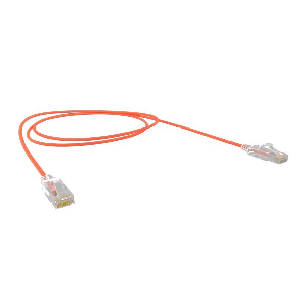 Cat6A 30AWG UTP 10G RJ45 Patch Lead, Orange LSZH Jacket, 0.25m