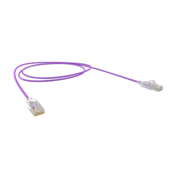 CERTECH Cat6A 30AWG UTP 10G RJ45 Patch Lead, Purple LSZH Jacket, 5m