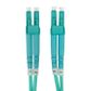 Duplex Stainless Steel Armoured Fibre Patch Lead, LC-LC OM4, Aqua LSZH Jacket, 10m