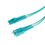 Duplex Stainless Steel Armoured Fibre Patch Lead, LC-SC OM4, Aqua LSZH Jacket, 17.5m
