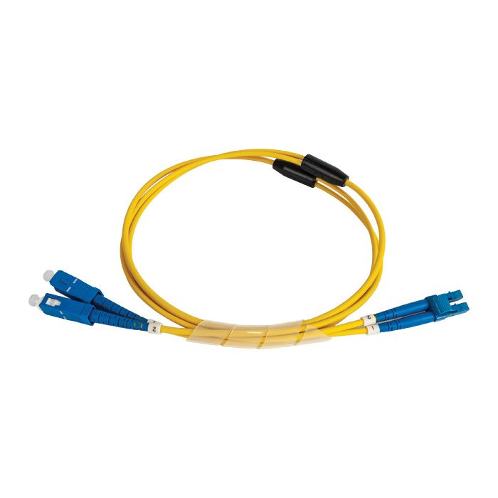 Duplex Stainless Steel Armoured Fibre Patch Lead, LC-SC OS2, Yellow LSZH Jacket, 20m
