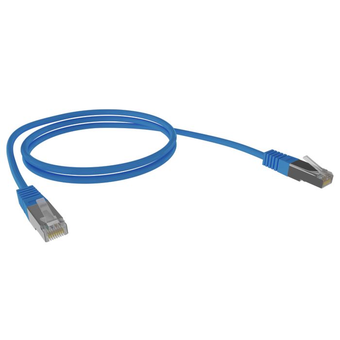 Cat6A 26AWG S/FTP 10G RJ45 Patch Lead, 20m, Blue PVC Jacket