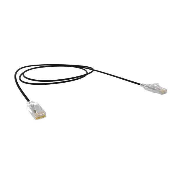 Cat6A 30AWG UTP 10G RJ45 Patch Lead, Black PVC Jacket, 3m