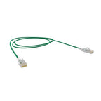 Cat6A 30AWG UTP 10G RJ45 Patch Lead, Green PVC Jacket, 3m