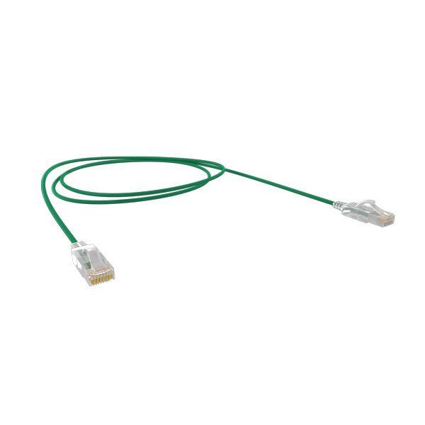 Cat6A 30AWG UTP 10G RJ45 Patch Lead, Green PVC Jacket, 3m