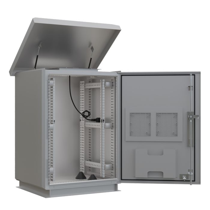 18RU 600mm Deep Outdoor Freestanding Cabinet. IP45 Rated, Grey