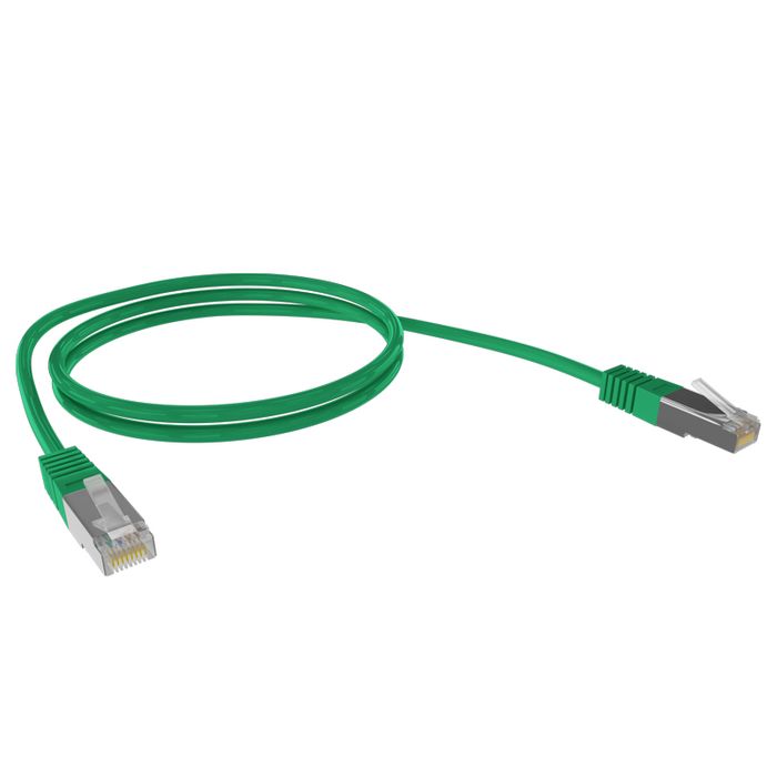 Cat6A 26AWG S/FTP 10G RJ45 Patch Lead, 10m, Green PVC Jacket