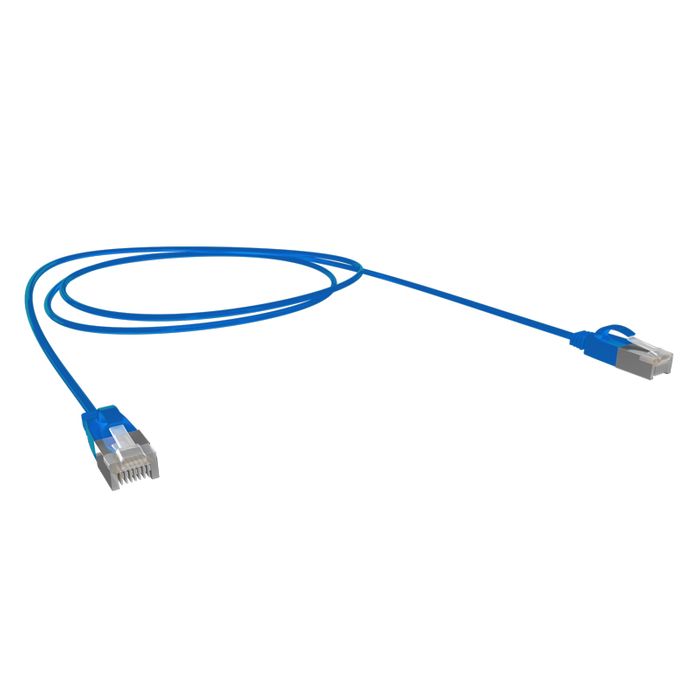 Cat6A 34AWG S/FTP 10G RJ45 Patch Lead, Blue LSZH Jacket, 3m