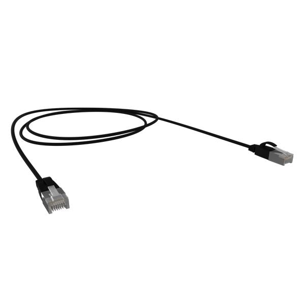 Cat6A 34AWG S/FTP 10G RJ45 Patch Lead, Black LSZH Jacket, 2.5m