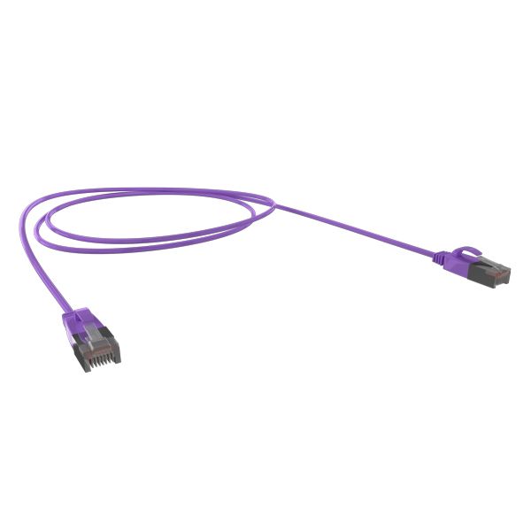 Cat6A 34AWG S/FTP 10G RJ45 Patch Lead, Purple LSZH Jacket, 3m