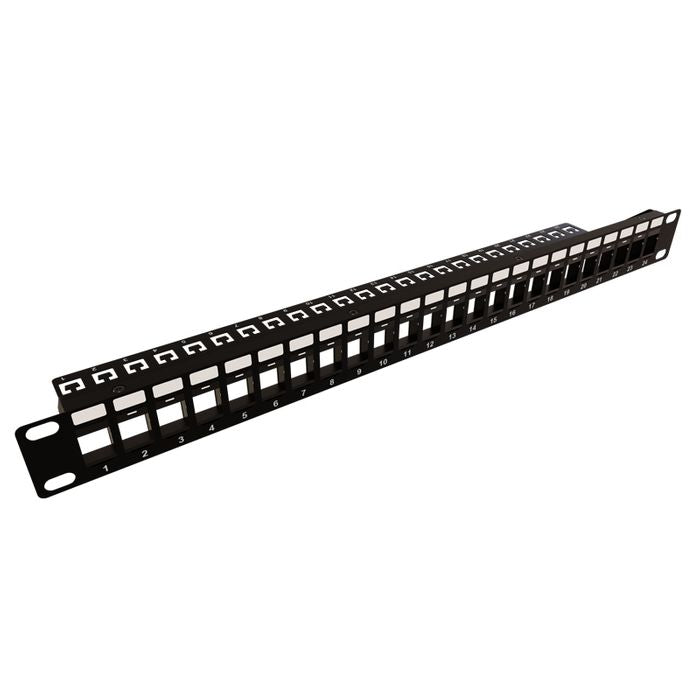 1RU 19" 24 Port Patch Panel Suitable for STP & UTP Applications, with Rear Support Bar