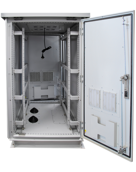 27RU 800mm Deep Outdoor Freestanding Cabinet w/ Front & Rear Doors. IP45 Rated