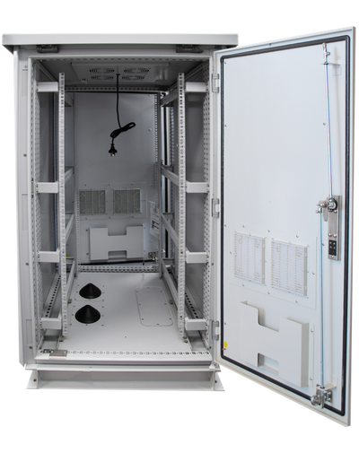 18RU 800mm Deep Outdoor Freestanding Cabinet w/ Front & Rear Doors. IP45 Rated