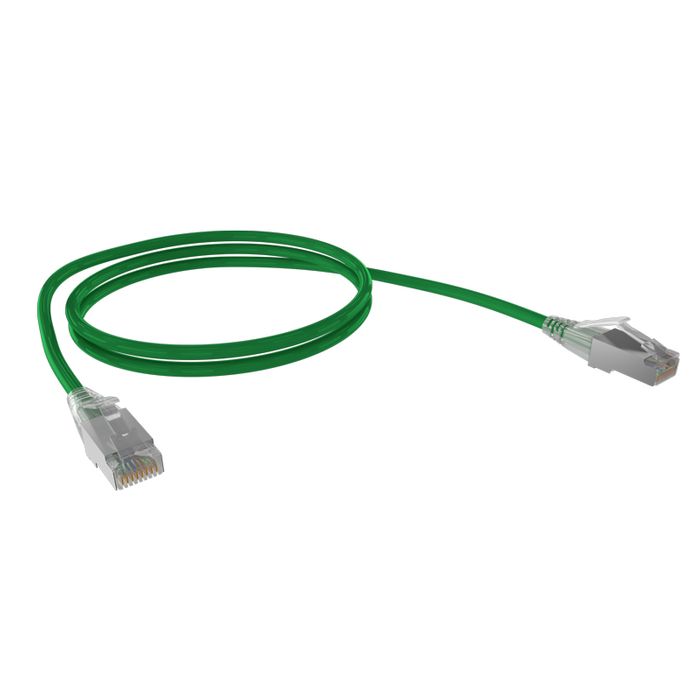 Cat6A 26AWG S/FTP 10G RJ45 Patch Lead, Green LSZH Jacket, 5m